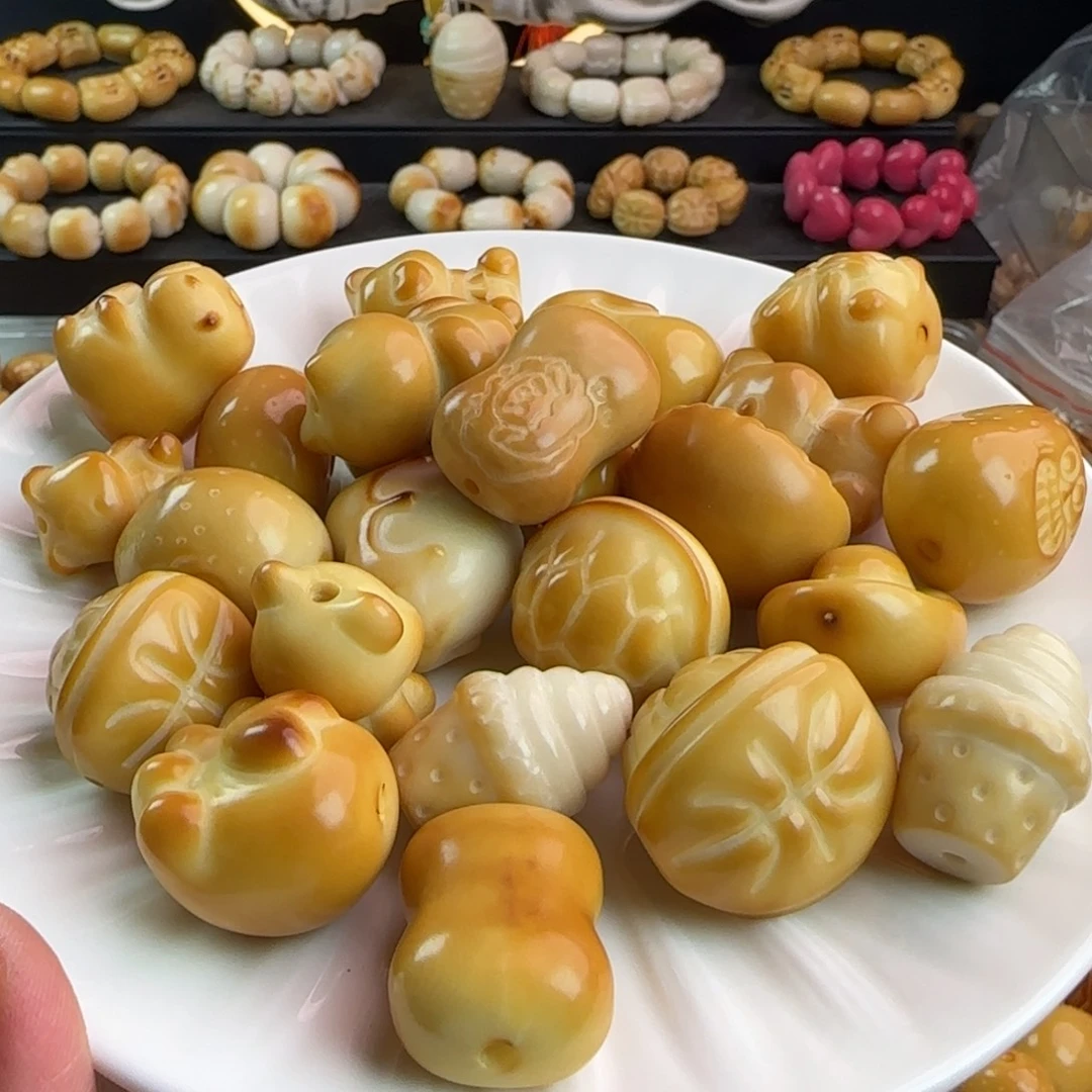 手串菩提根/象牙果微瑕牙果炭烤50颗批发随机装不售后