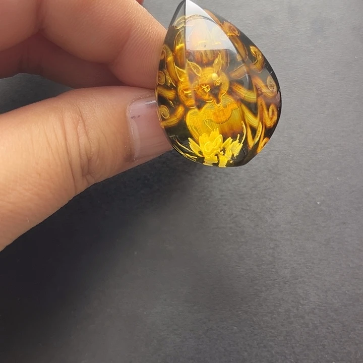 琥珀未镶嵌裸石戒指