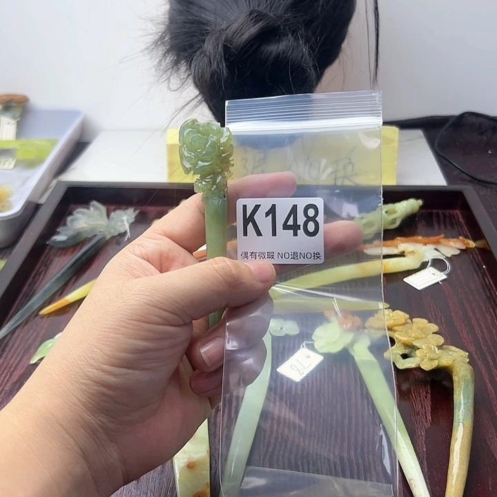 蛇纹石玉发饰合金?****妍