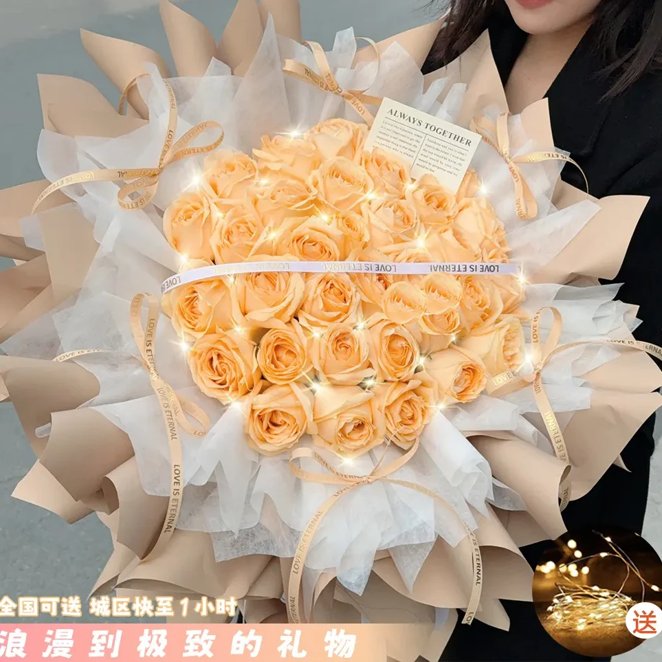 【心里有你】33朵香槟玫瑰鲜花·生日纪念日送女友闺蜜·预定日期送达