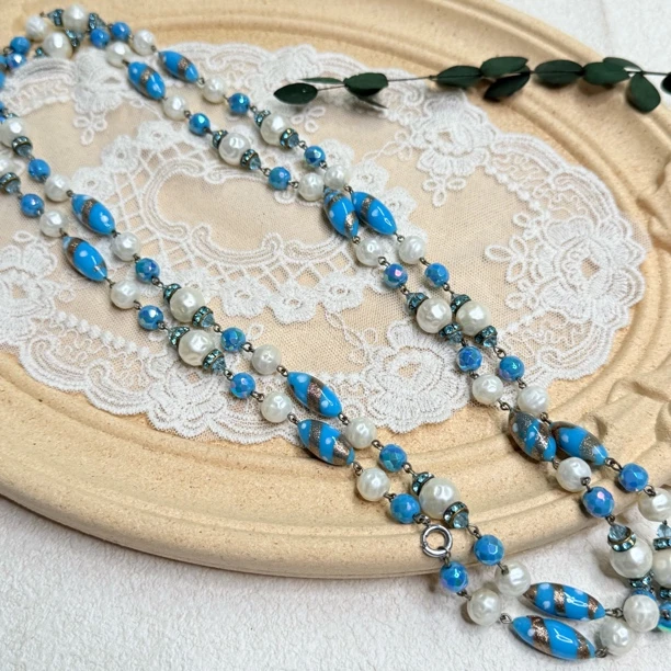 铜合金琉璃项链 【六六中古】孤品复古可叠戴项链th5297