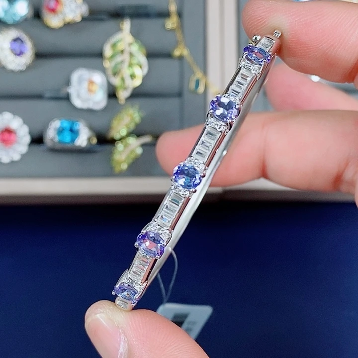 手链银S925镶嵌坦桑石千****