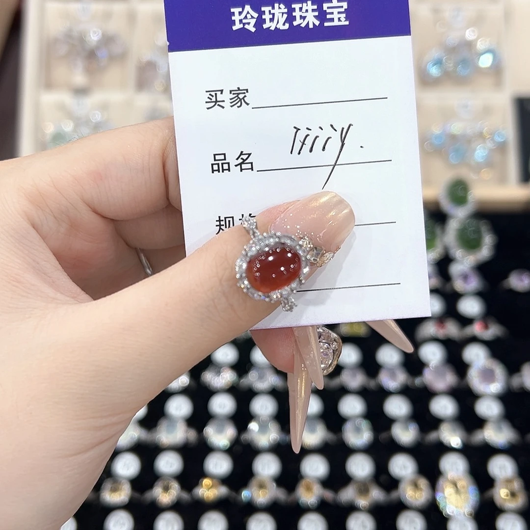 i***y黄晶戒指银S925镶嵌戒指