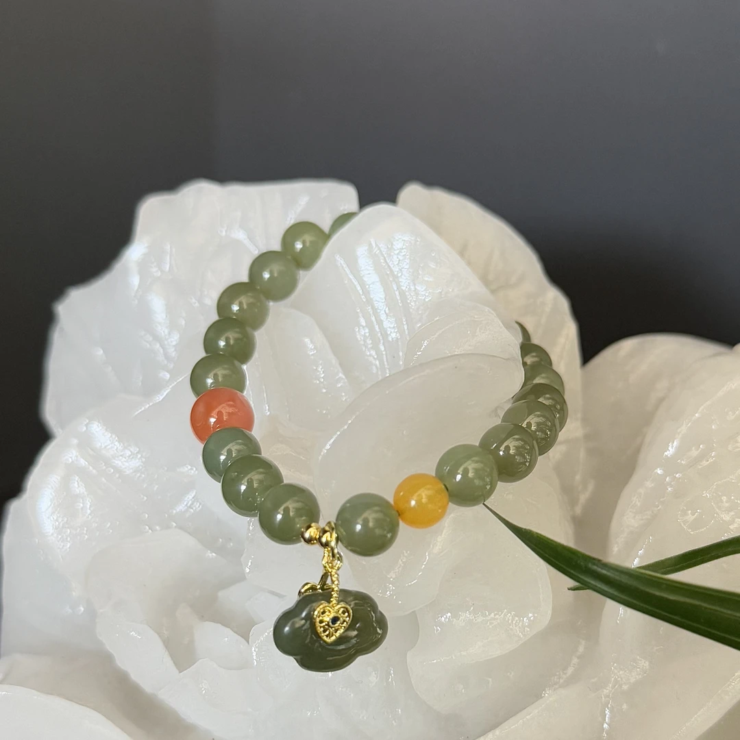 C13和田玉手链气质百搭精致奢华8mm时尚轻奢简约手工精美玉手串