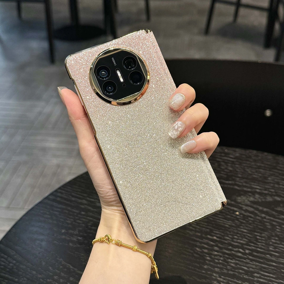 适用华为matex5手机壳x6折叠屏保护套mate x3典藏版电镀磨砂闪粉