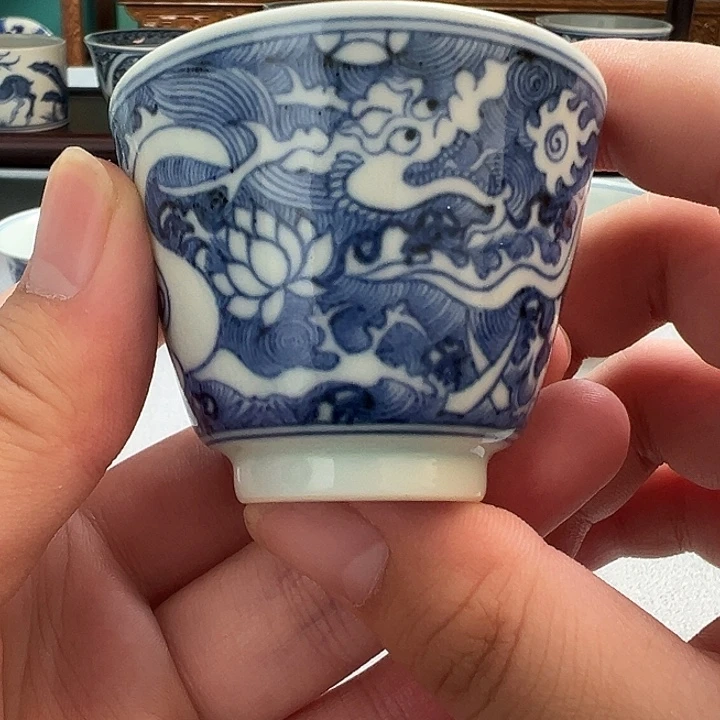 明续幽蓝，暗刻小白龙马蹄杯