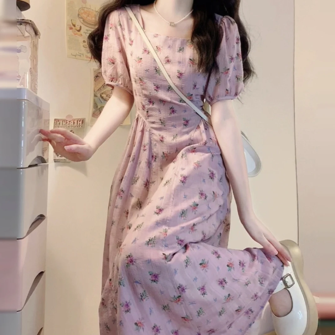 【现货+运补】紫色碎花夏季2025新款海边度假巨好看气质长裙5320