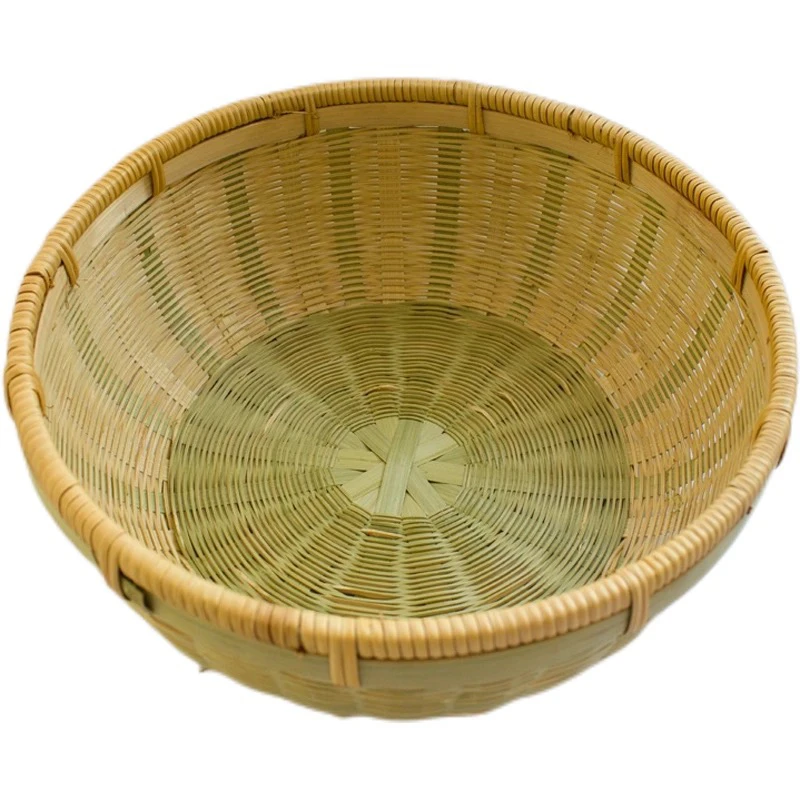 手工编织藤口锁边竹筐27厘米竹篮家用收纳筐水果篮耐用环保