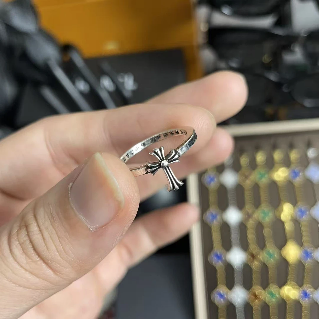 铜合金吊坠 小十字窄版戒指B053百搭时尚