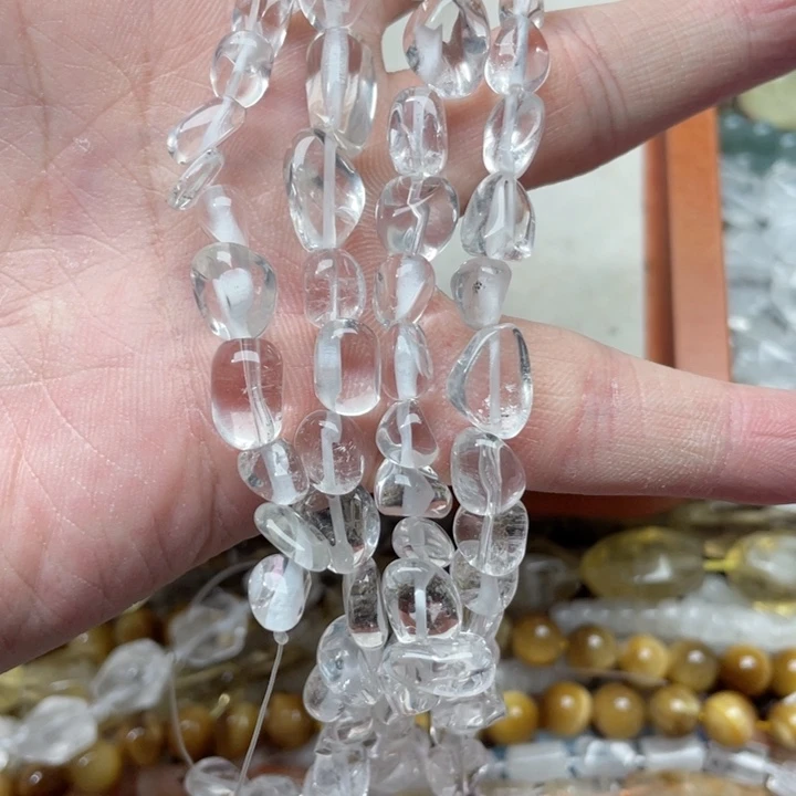 玛瑙/玉髓合金珠宝半成品一条白水晶糖豆