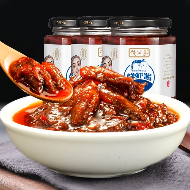 渡江宴 鲜虾酱3瓶装虾米酱手工自制即食下饭菜拌面 面酱拌饭酱