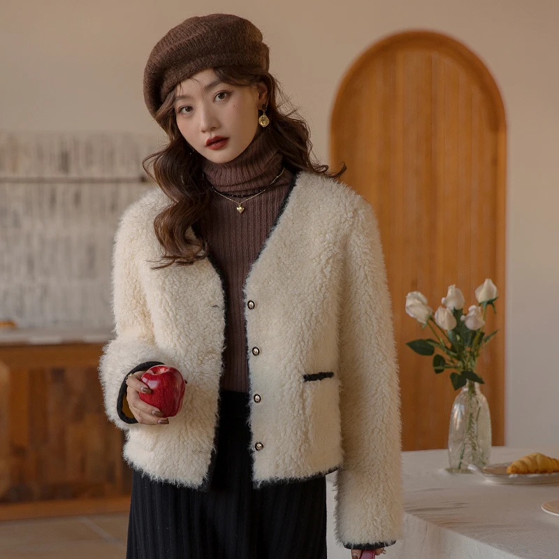 LY毛毛复古短外套女秋冬皮毛一体
