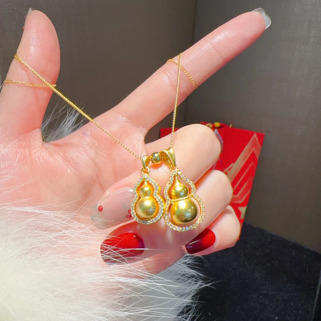 合金锆石吊坠 双葫芦吊坠，时尚轻奢精致