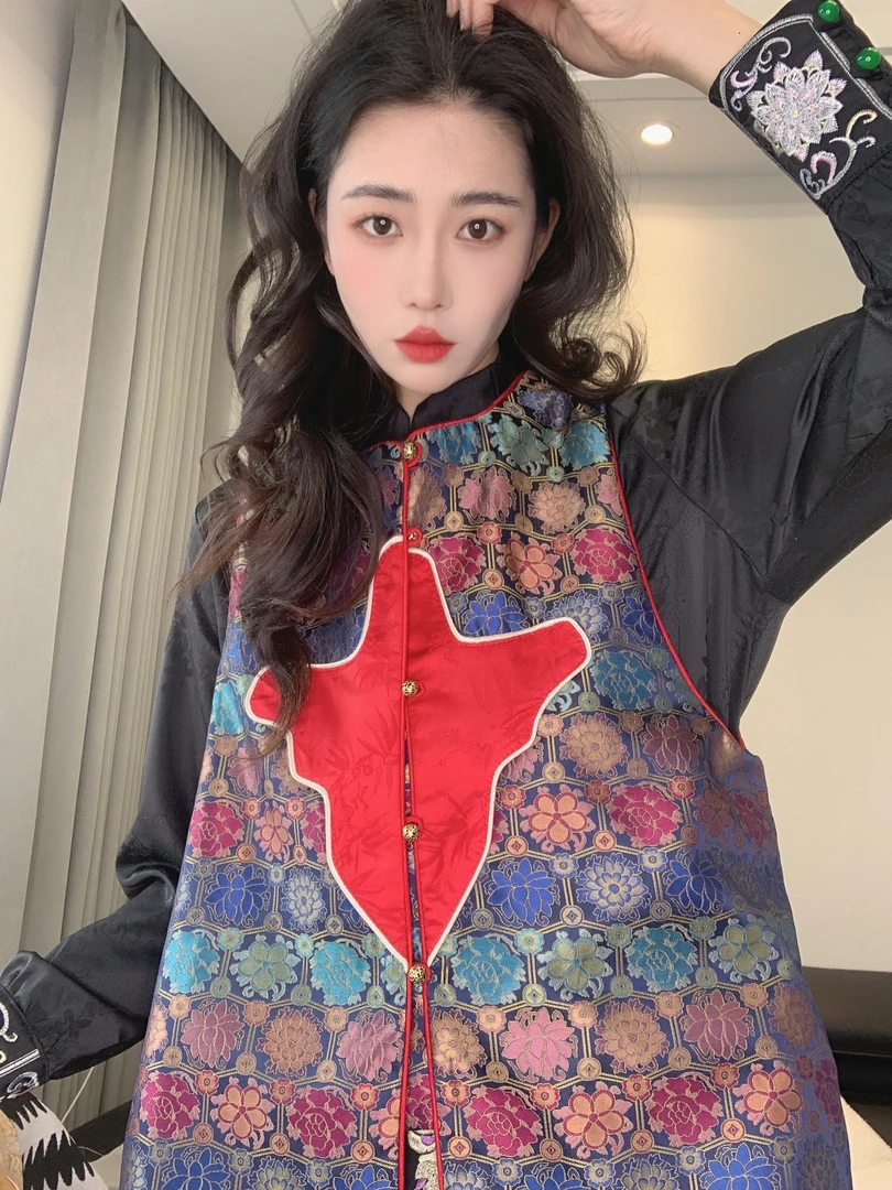 九月   双面宝相花   新中式显瘦国风气质手工中式复古汉服马甲