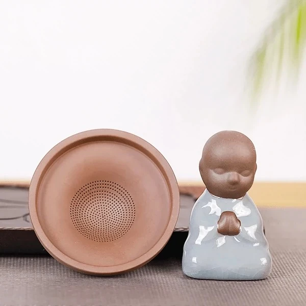 小和尚陶瓷茶漏创意茶具配件茶宠家用茶具C603