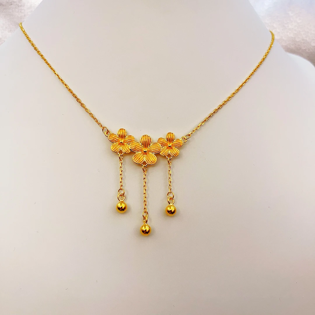 足银银制品 足银繁花流苏套链时尚精致精美