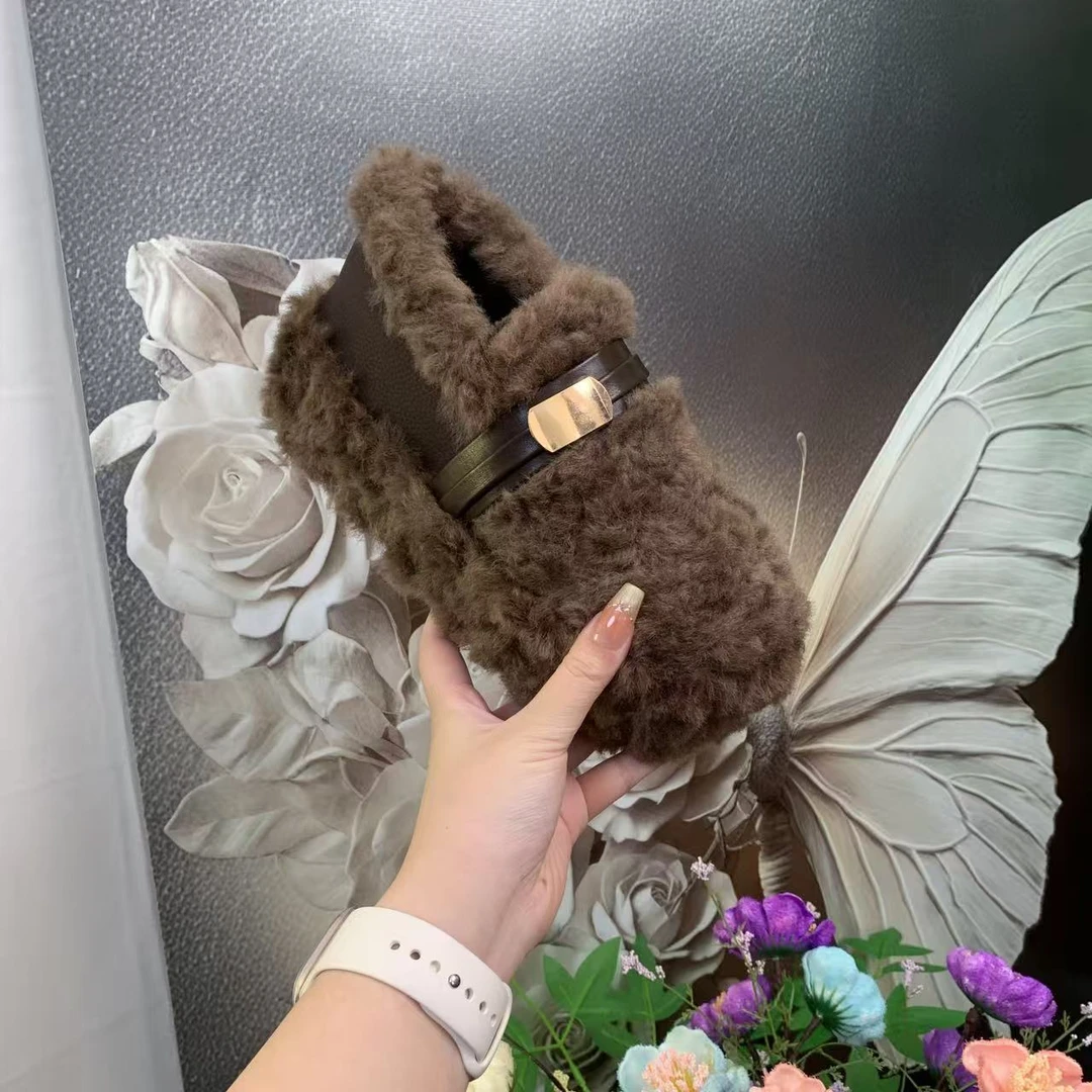 厚底内增高毛毛鞋女外穿2025新款冬季雪地靴一脚蹬晚晚鞋毛绒棉鞋