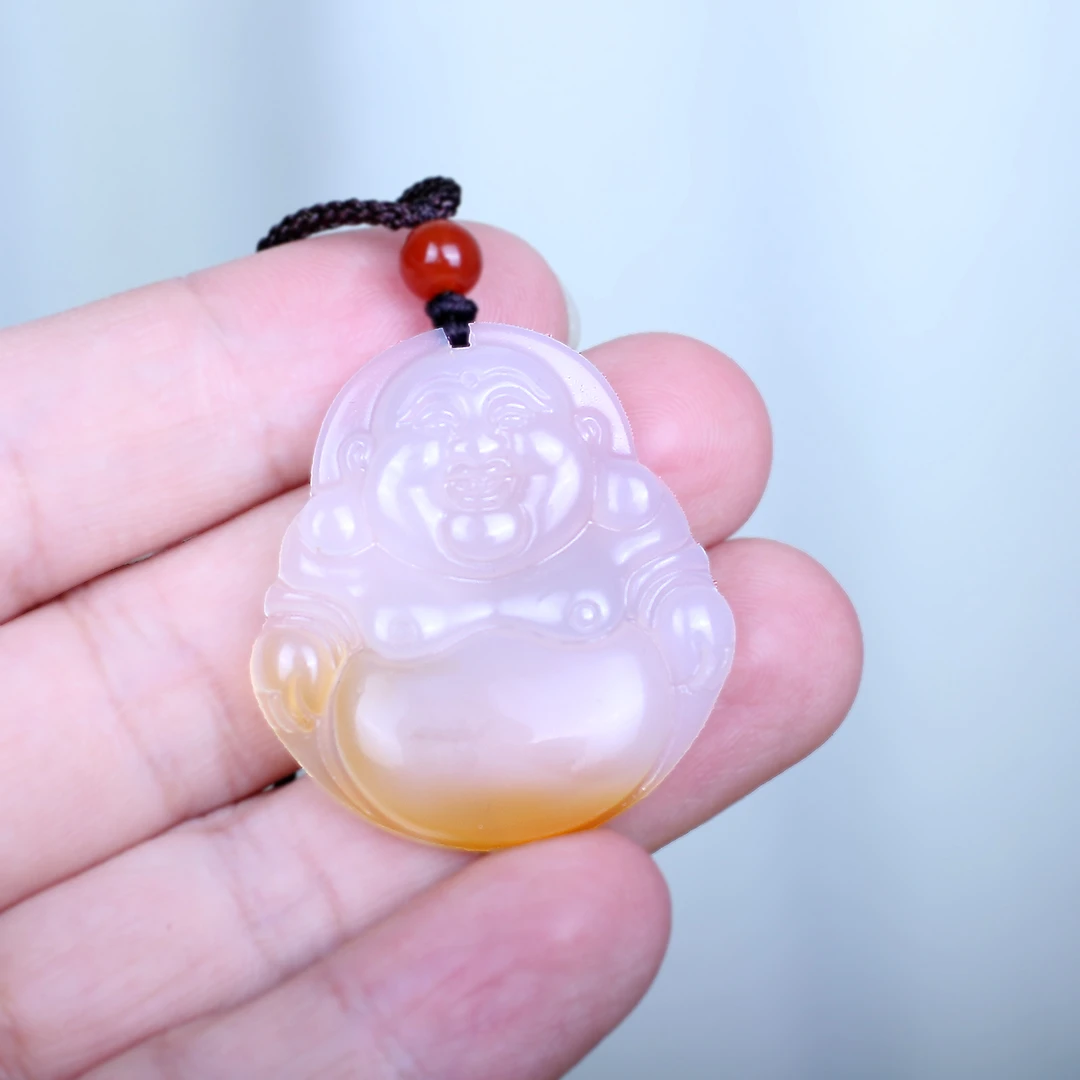 天然玛瑙大肚弥勒佛吊坠男女款玉石项链挂件玉佩玉坠佛公挂坠本命