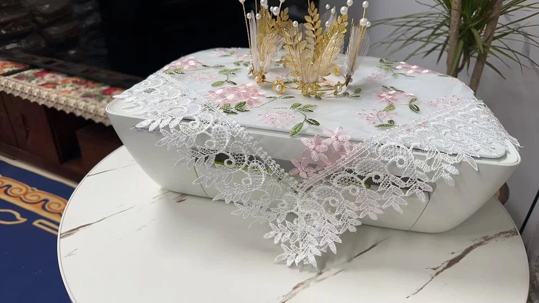 173【60方】拍一发二绣球花无尽夏刺绣蕾丝万能盖巾
