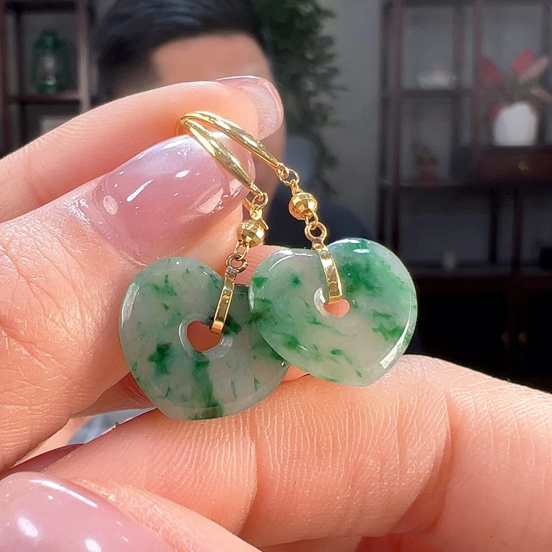翡翠耳饰18K金镶嵌耳环59