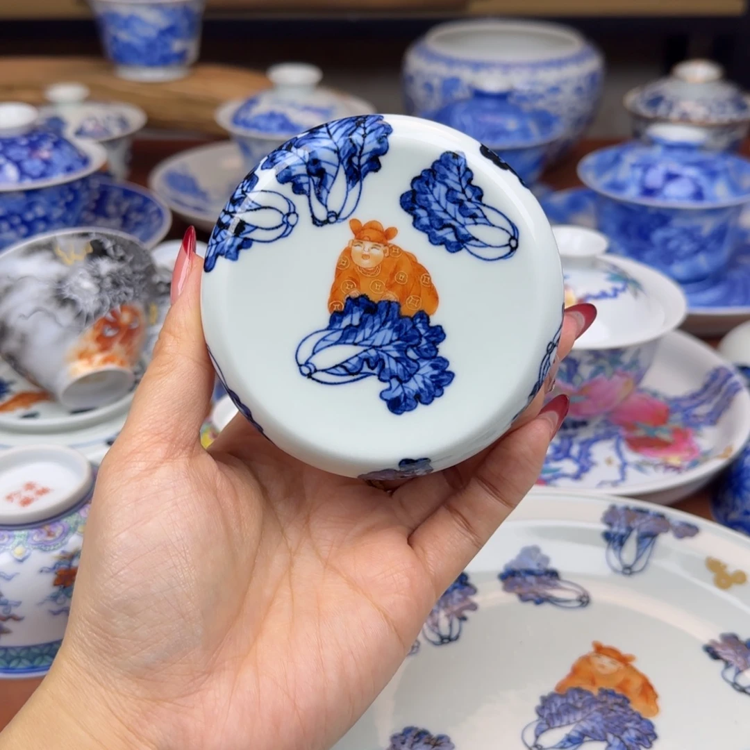 陶景德镇陶瓷手绘盖置
