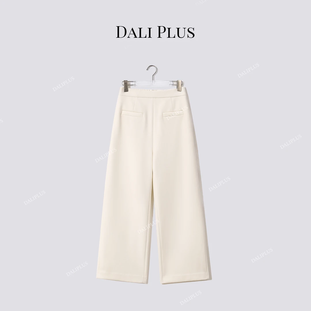 DALI PLUS秋冬天丝羊毛呢子裤”高腰松紧腰百搭阔腿裤-D5ST1462