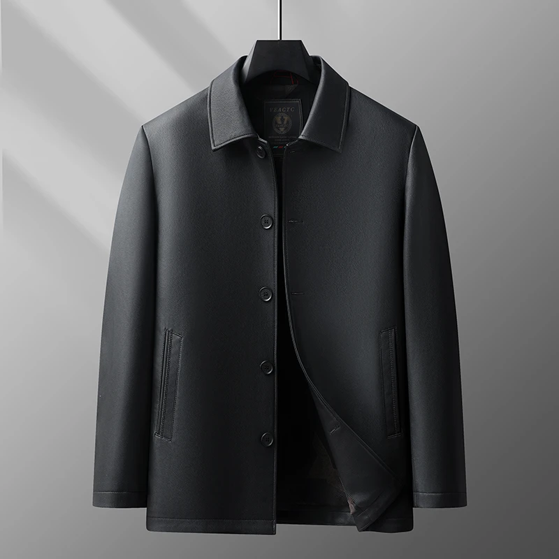 爸爸春装外套中年男士皮衣春秋季休闲中老年男装父亲50岁休闲夹克