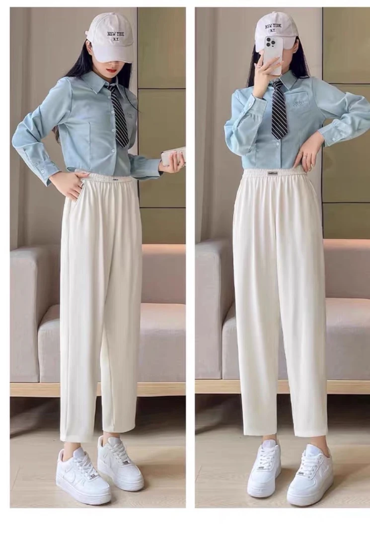 【新品首发】专柜品质！蚕丝蛋白直筒九分裤~百搭时尚显瘦休闲裤T873