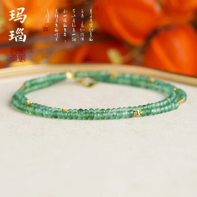 【木槿槿】天然绿玛瑙颈链女款轻奢时尚颈饰品学生项链简约TT2343