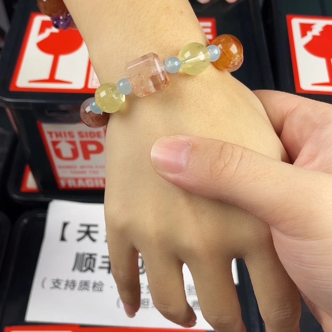 手串水晶银S925镀金镶嵌