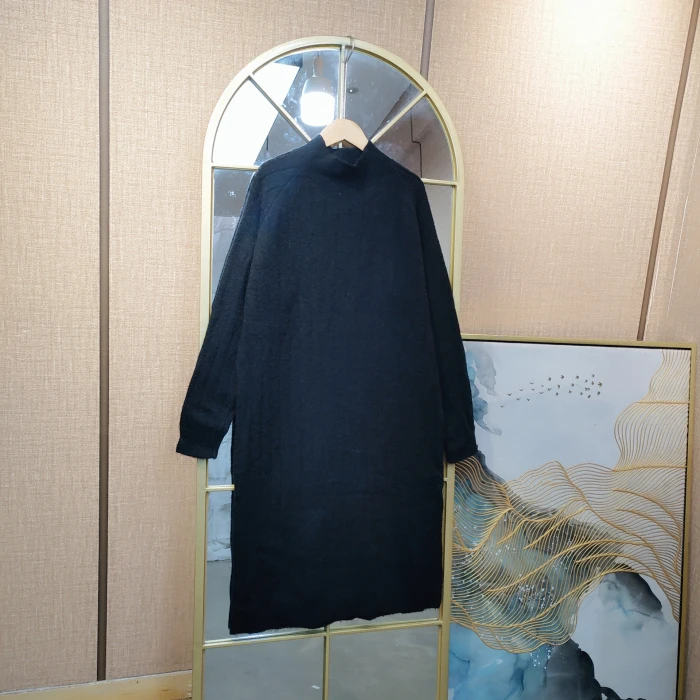 AE827孕妇黑色毛衣裙90-140