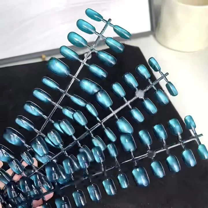 美甲半成品预制甲片深海蓝穿戴甲美甲贴甲片