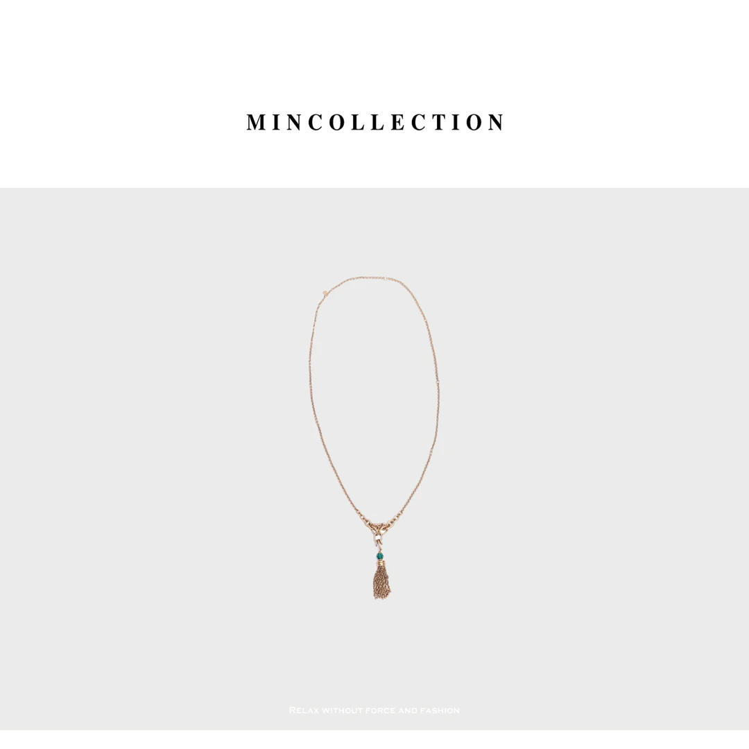 铜合金吊坠 Min 法式复古金吊坠做旧流苏长项链55664