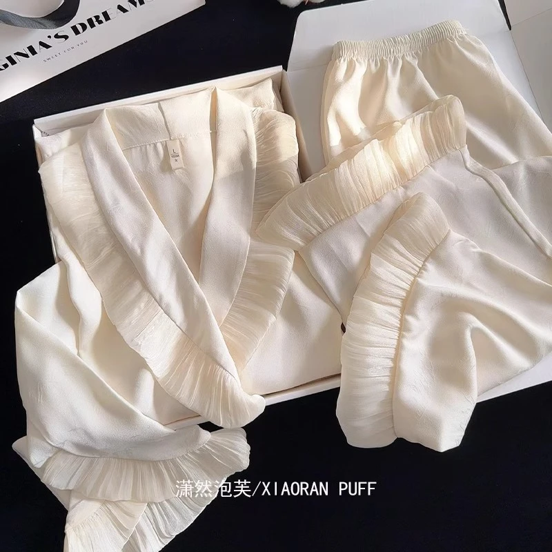 千金感高级蕾丝冰丝睡衣女春新款甜美轻奢家居服生日礼物送闺蜜