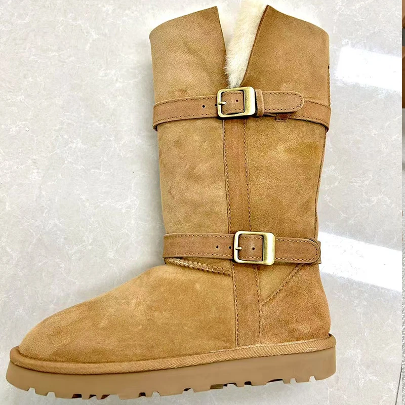 长筒骑士雪地靴羊皮毛一体雪地棉时尚保暖东北雪地靴