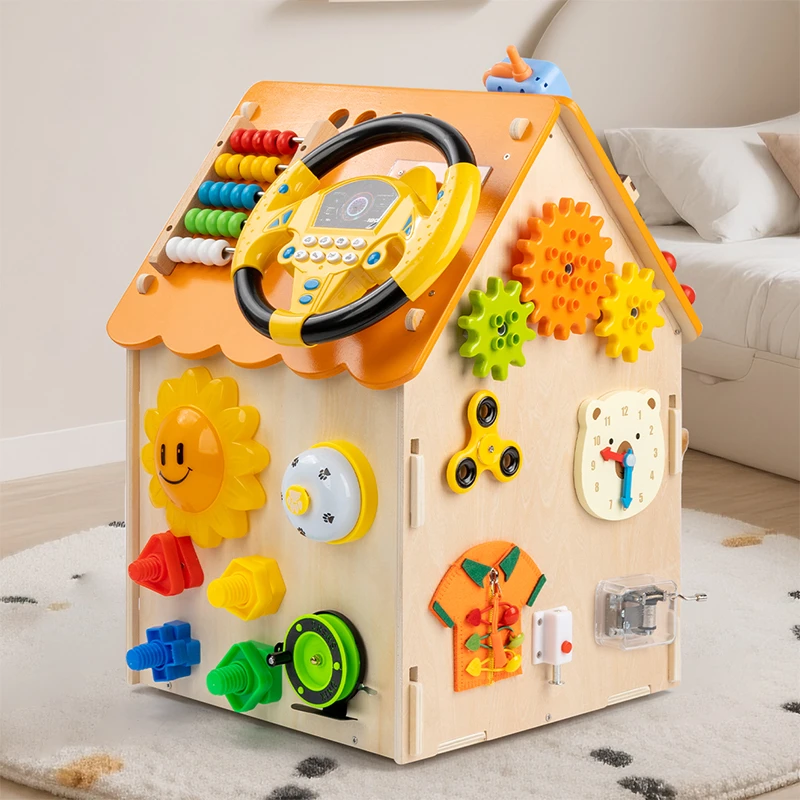 蒙氏早教具宝宝忙碌屋板房子diy蒙特梭利儿童多功能益智玩具1-6岁
