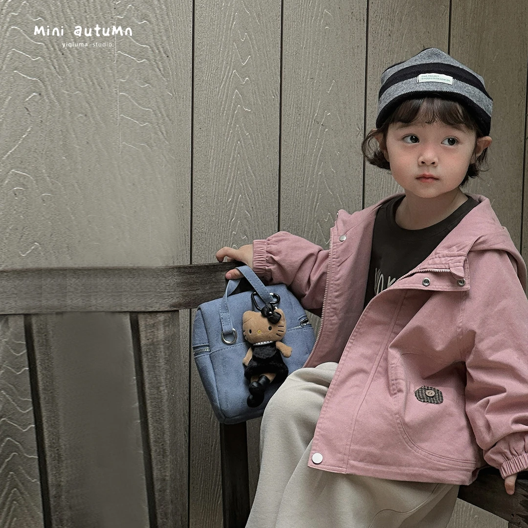 「MINI AUTUMN」【小肆季】洗水棉女小童百搭休闲宽松连帽外套BQ53161