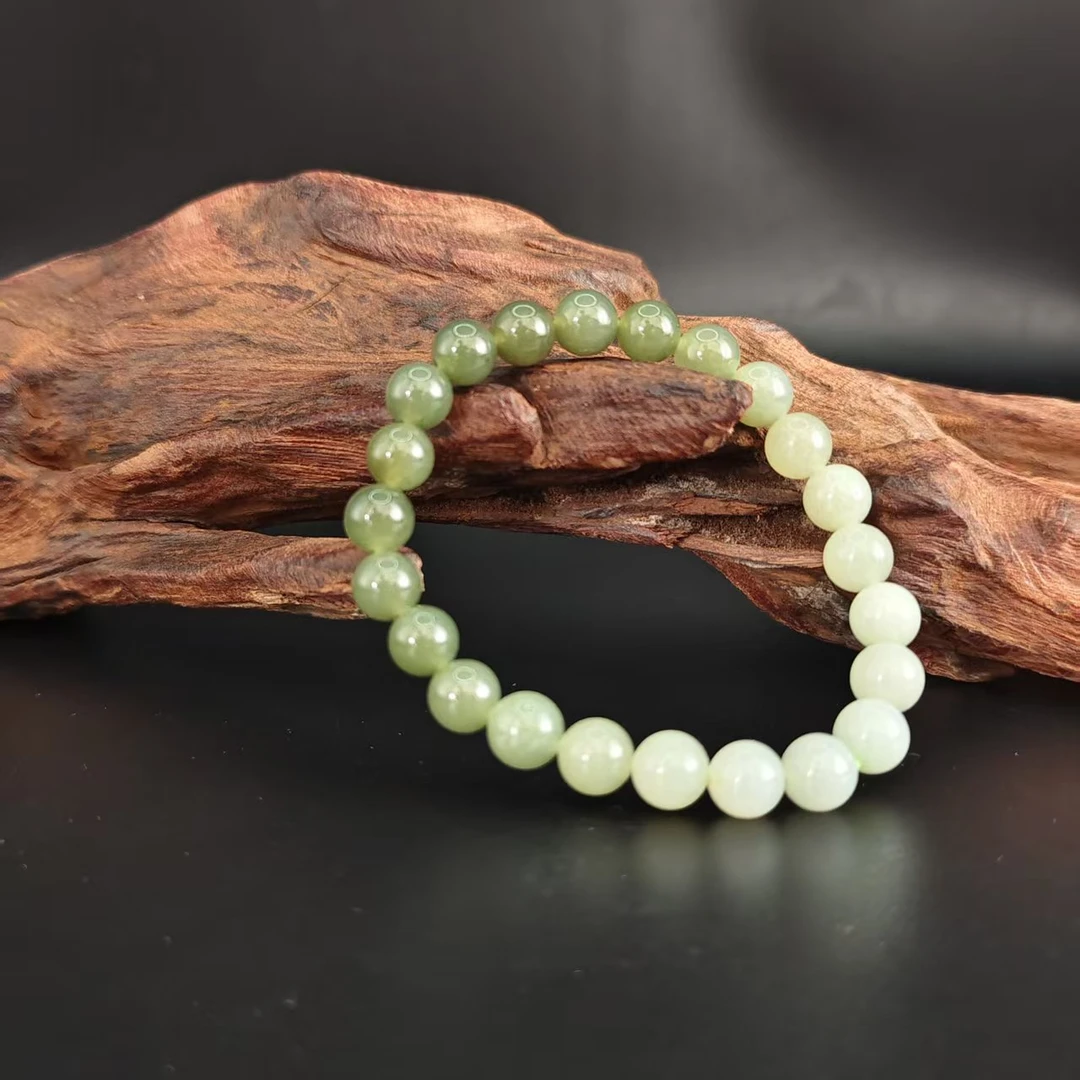 Z和田玉渐变圆珠手串（卡8）0487