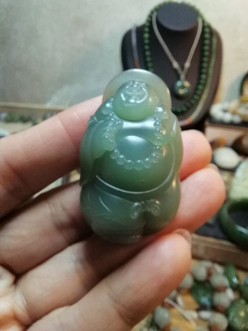 和田玉碧玉粉青弥勒佛