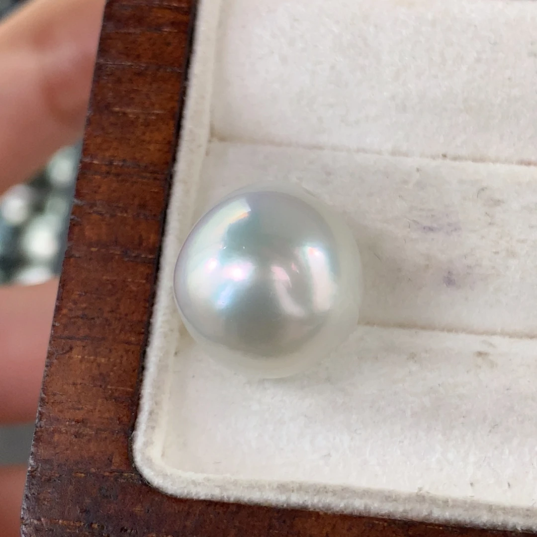 定制海水珍珠裸珠未镶嵌澳白13-14mm