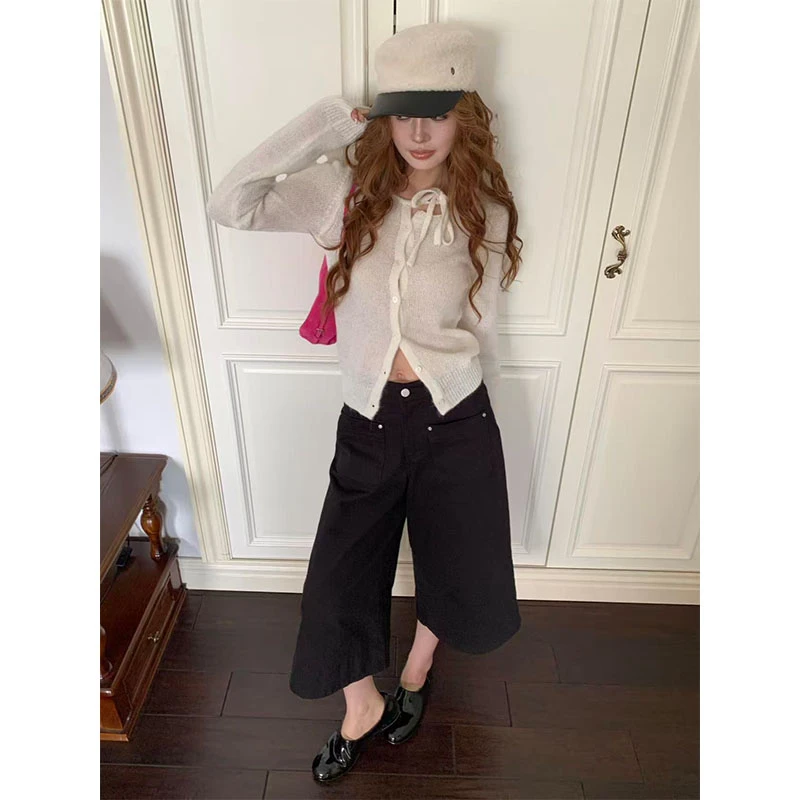 秋季2025新款修身显瘦百搭时尚薄款长袖上衣小众休闲简约九分长裤