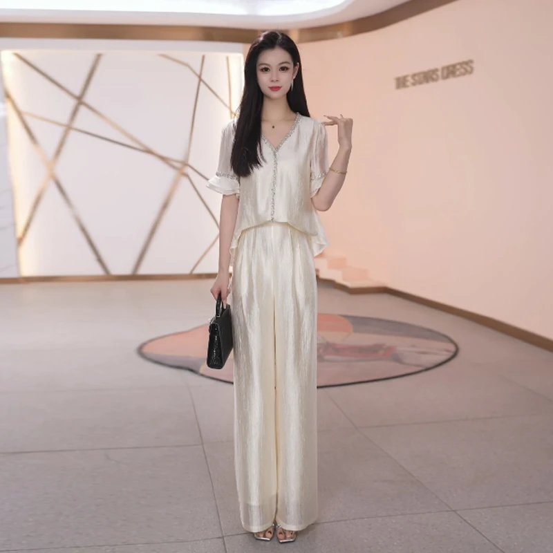 【两件套】夏季时尚女神修身洋气宽松气质休闲百搭显瘦减龄女装套裤