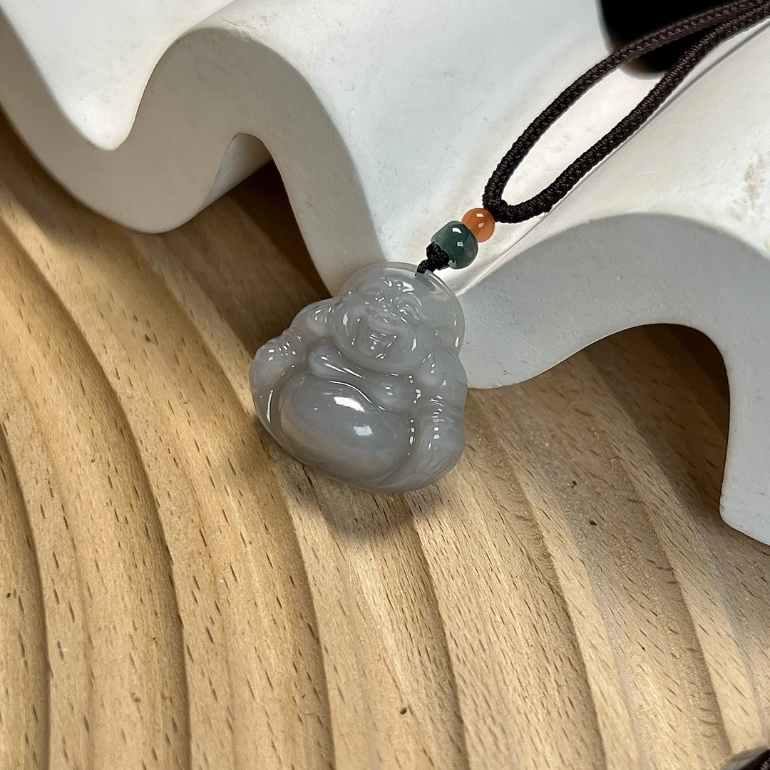 冰烟紫和田玉佛公吊坠  KT24060420