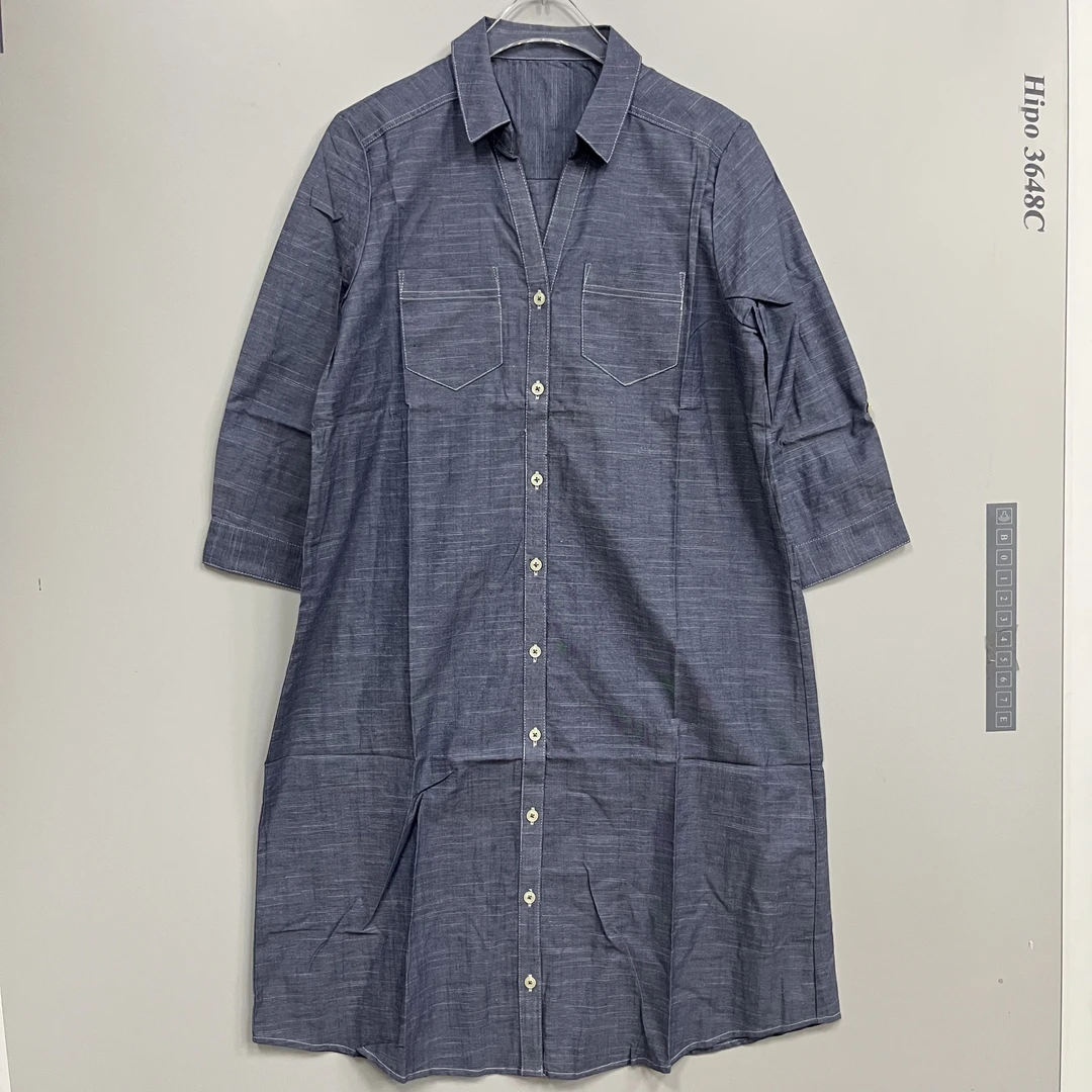 2505266衬衫式宽松连衣裙女七分袖气质时尚25春夏新款