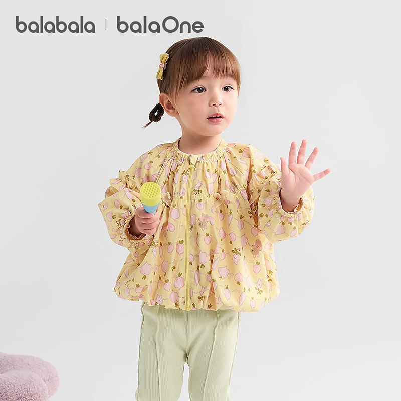 巴拉巴拉童装儿童外套女宝宝花苞廓形上衣2025新款秋装蝴蝶结甜美