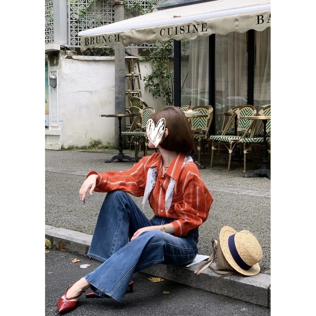 限量港风感巨显白早秋穿搭港风撞色条纹