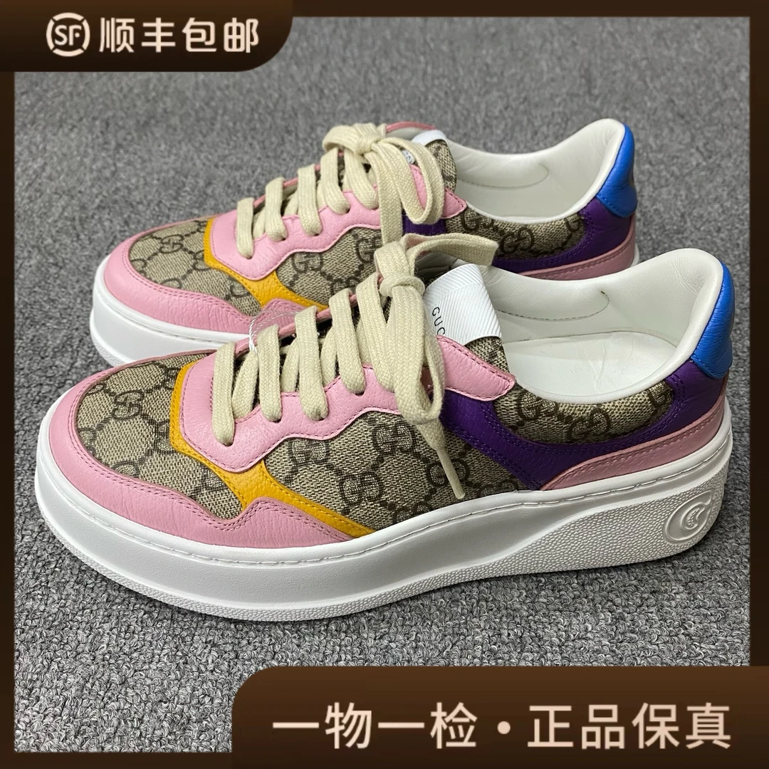99新 GUCCI/古驰 99新/38.5码/古驰/粉老花饼干鞋/BF01693