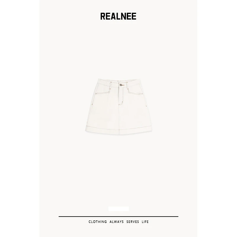 REALNEEI【桃之夭夭】外穿短裤春夏款高腰A字显瘦短裤02220