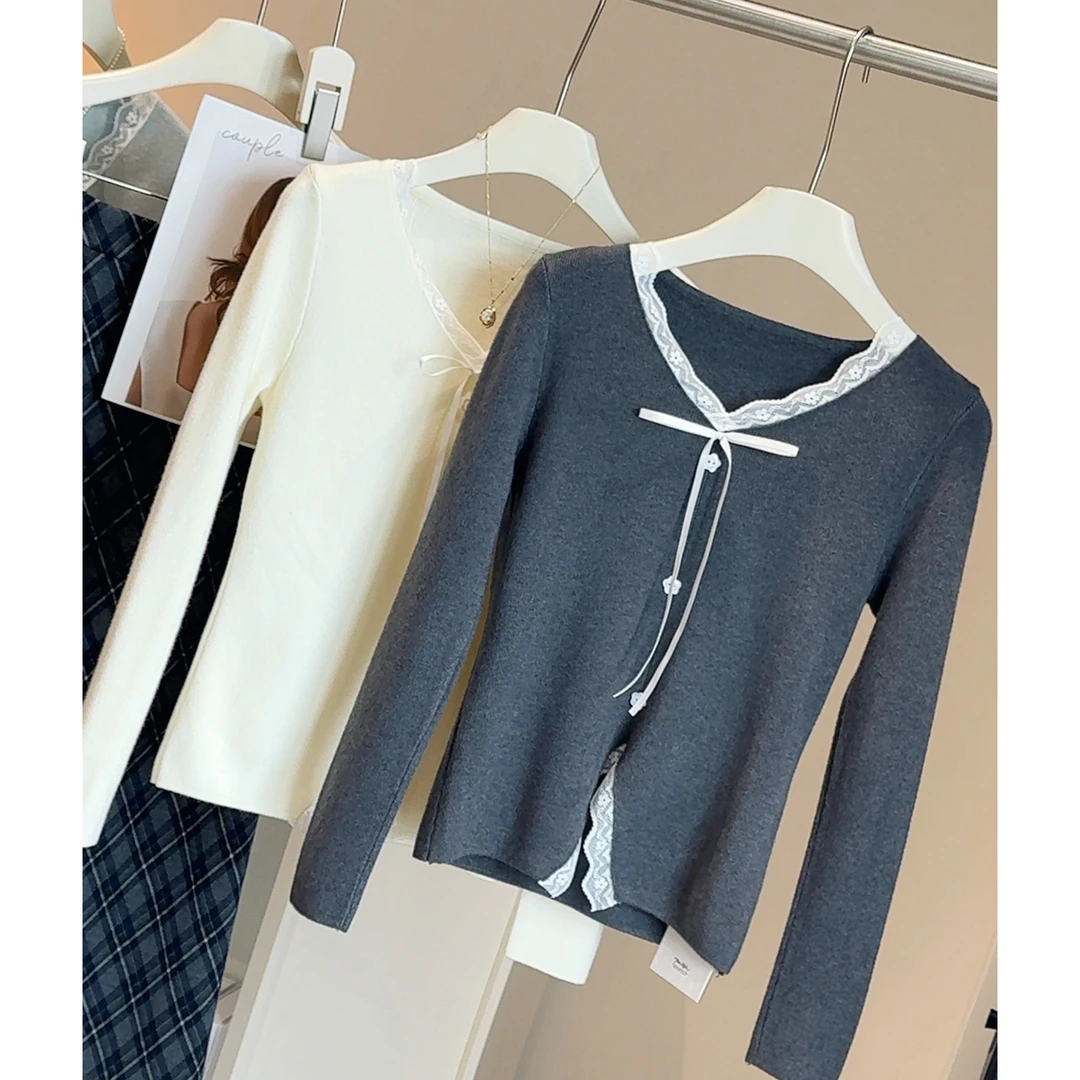 百搭时尚洋气韩版短款显瘦设计感上衣针织衫毛衣秋季女装韩系纯欲