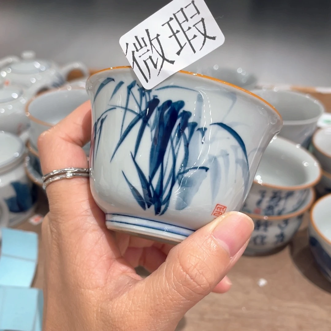 釉下手绘茶具微瑕